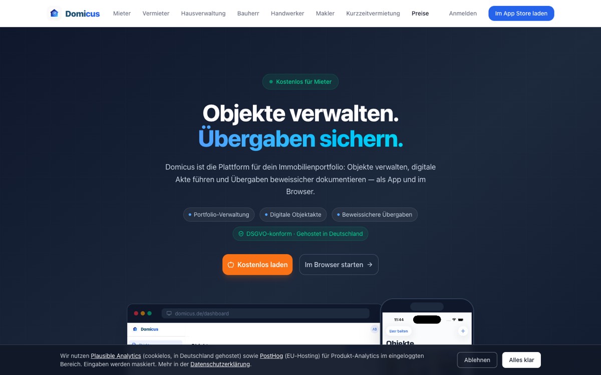 Startseite von domicus.de